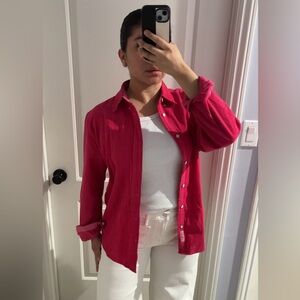 Rag and Bone Pink Button Up Corduroy, Size M